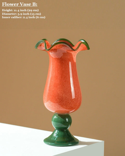 Contemporary Vase for Modern Home Decor, Unique Modern Glass Vase, Modern Glass Flower Vases, Handmade Liuli Vases, Centerpiece Vases on Table-HomePaintingDecor