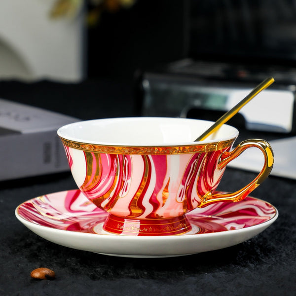 Vintage Ceramic Tea Cup and Saucer Set, Elegant Porcelain Coffee Cups, British Royal Tea Cup and Saucer Set in Gift Box, Porcelain Tea Cup and Saucer Set-HomePaintingDecor