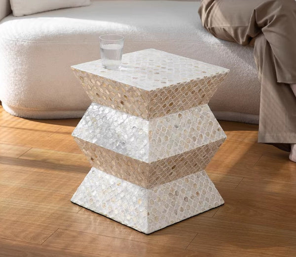 Unique Small End Table, Contemporary Bedside Table, Portable Casual Side Table, Shell Small Sofa Side Table, Creative Coffee Table-HomePaintingDecor