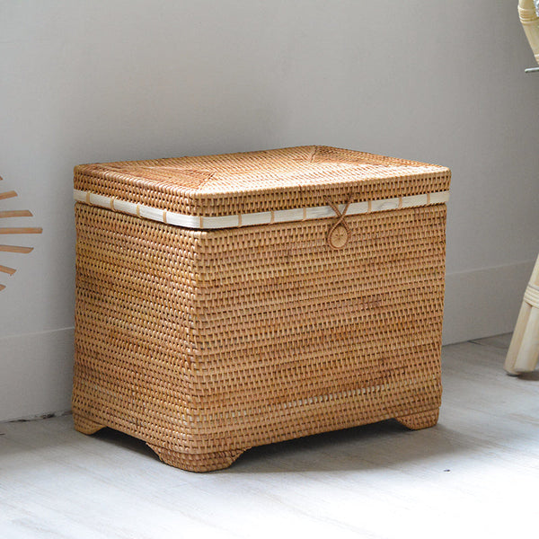 Large Laundry Storage Basket for Clothes, Rectangular Storage Basket, Rattan Baskets, Storage Baskets for Bedroom, Storage Baskets for Shelves-HomePaintingDecor
