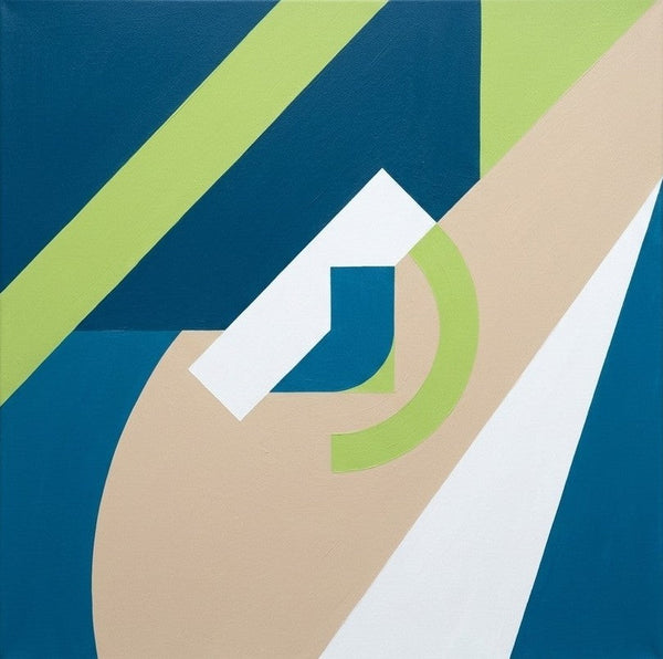 Modern Contemporary Wall Art, Blue, Beige, Light Green Color Geometric Pattern Abstract Paintings for Living Room