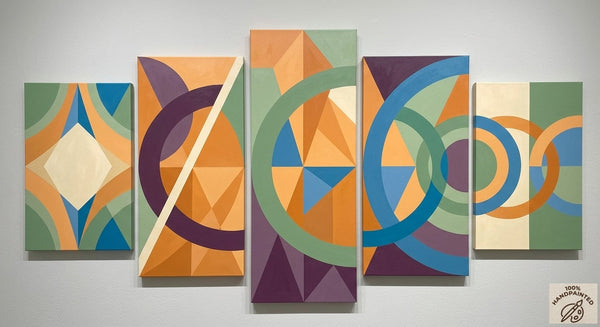 Geometric Modern Art, Large Canvas Paintings for Living Room, Contemporary Abstract Painting, Hand Painted Acrylic Artwork-HomePaintingDecor