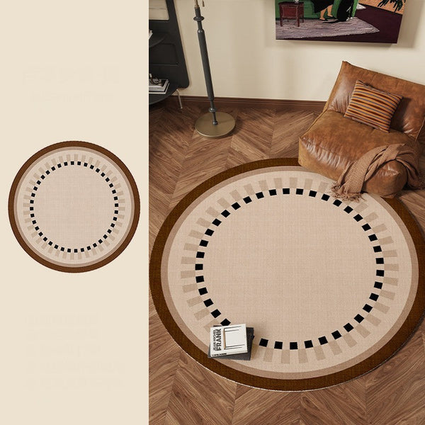 Mid Century Modern Rugs under Chairs, Bedroom Circular Modern Rugs, Geometric Round Rugs for Dining Room, Contemporary Modern Rugs-HomePaintingDecor