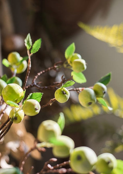 Green Apple Branch, Fruit Branch, Table Centerpiece, Beautiful Modern Flower Arrangement Ideas for Home Decoration, Simple Artificial Floral for Dining Room-HomePaintingDecor