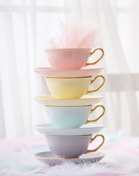 Royal Porcelain Tea Cup Saucer Set, Elegant Flower Pattern Ceramic Coffee Cups, Beautiful British Tea Cups, Unique Traditional Afternoon Tea Cup and Saucer in Gift Box-HomePaintingDecor