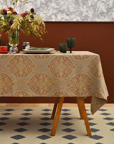 Persian Oriental Tablecloth for Dining Room Table, Extra Large Rectangle Table Covers for Kitchen, Cotton Square Tablecloth for Coffee Table-HomePaintingDecor