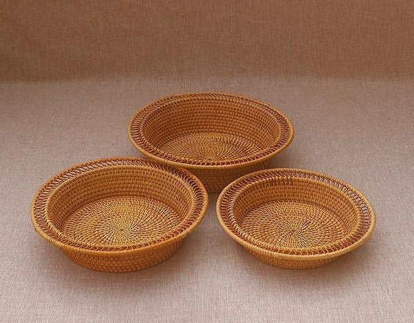 Rattan Small Storage Baskets, Round Storage Basket for Pantry, Kitchen Storage Baskets, Storage Basket for Dining Room-HomePaintingDecor