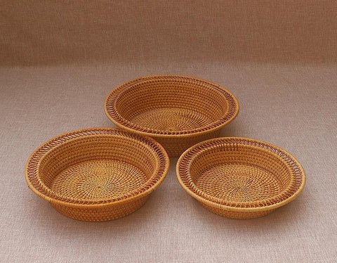 Rattan Small Storage Baskets, Round Storage Basket for Pantry, Kitchen Storage Baskets, Storage Basket for Dining Room-HomePaintingDecor