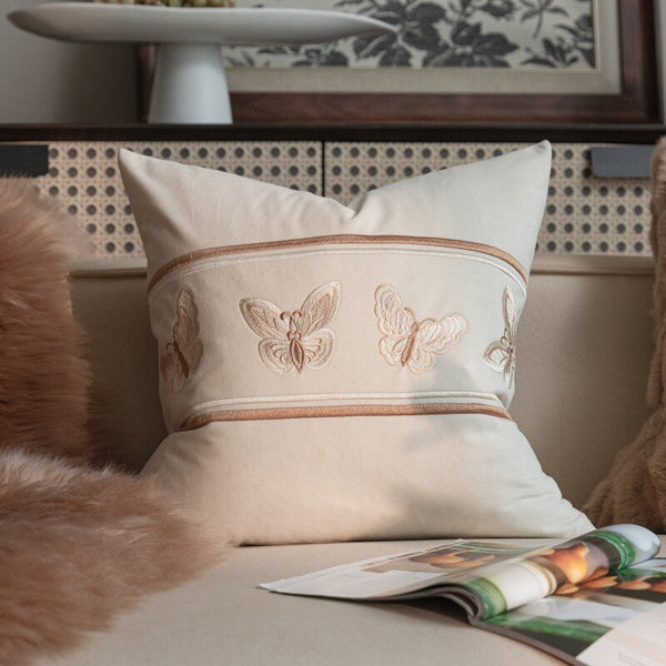 Embroidered Butterfly Pillow Covers, Modern Decorative Pillows for Bedroom, Decorative Pillow Arrangement Ideas for Couch, Large Decorative Throw Pillows for Living Room-HomePaintingDecor