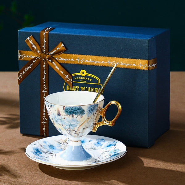 Elegant Ceramic Coffee Cup with Saucer, British Tea Cup set, Ceramic Tea Cup and Saucer Set in Gift Box, Porcelain Tea Cup Set and Saucer Set-HomePaintingDecor