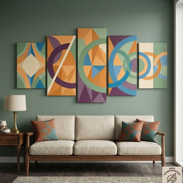 Geometric Modern Art, Large Canvas Paintings for Living Room, Contemporary Abstract Painting, Hand Painted Acrylic Artwork-HomePaintingDecor