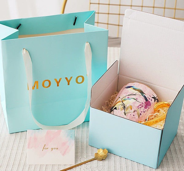 Elegant Pink Ceramic Coffee Mug, Beautiful Bird Flower Ceramic Mug, Large Creative Bone China Porcelain Mug, Large Capacity Ceramic Mugs for Office