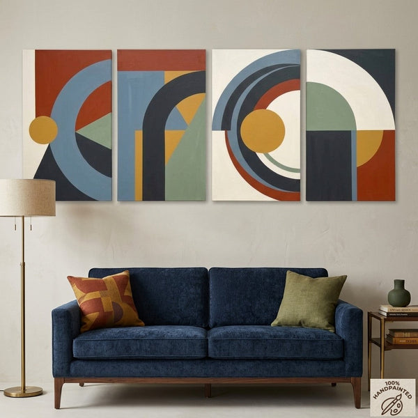 Geometric Modern Painting, Colorful Abstact Art, Original Canvas Wall Art for Living Room-HomePaintingDecor