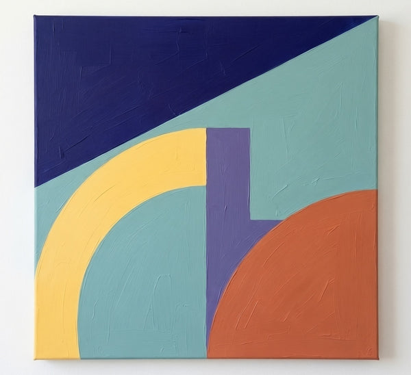 Blue, Yellow, Orange-Red Color, Modern Contemporary Wall Art, Geometric Pattern Abstract Paintings for Modernism Decor-HomePaintingDecor
