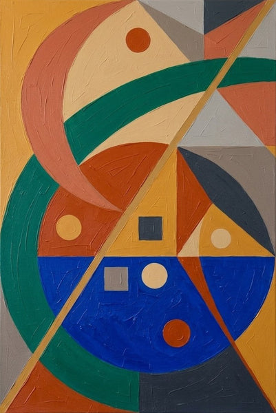 Huge Abstract Paintings, Oversized Modern Canvas Wall Art, Royal Blue, Mustard Yellow, Emerald Green Colors, Geometric Pattern Modern Artwork