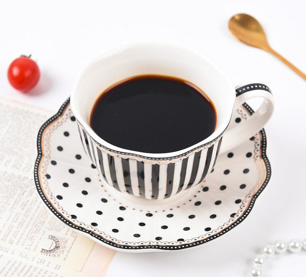 Elegant Modern Ceramic Coffee Cups, Creative Porcelain Tea Cup Saucer Set, Unique Porcelain Cup and Saucer, Afternoon British Tea Cups-HomePaintingDecor