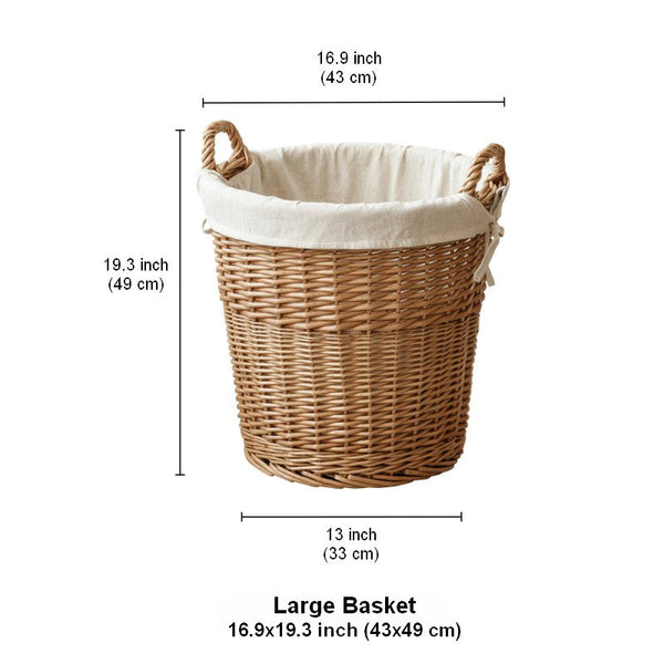 Large Food Storage Basket with Handle, Natural Hand-woven Wicker Storage Basket for Clothes, Willow Weaving Baskets for Clothes, Extra Large Kitchen Storage Baskets-HomePaintingDecor