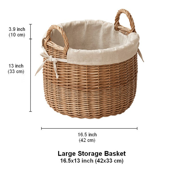 Large Round Storage Basket for Clothes, Natural Hand-woven Wicker Storage Basket for Clothes, Willow Weaving Baskets for Clothes, Extra Large Kitchen Storage Baskets-HomePaintingDecor