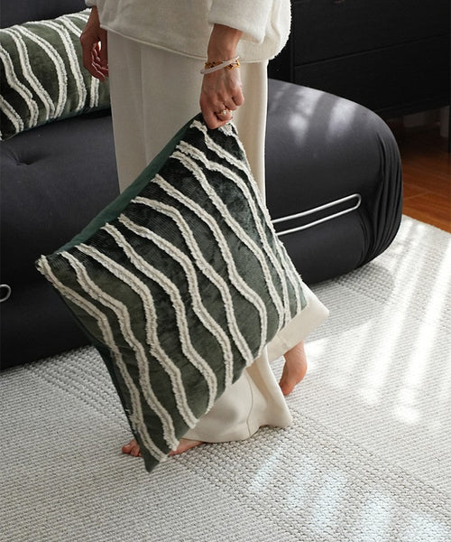 Large Simple Throw Pillow for Bedroom, Contemporary Pillows, Abstract Decorative Throw Pillows, Green Square Modern Throw Pillows for Couch-HomePaintingDecor