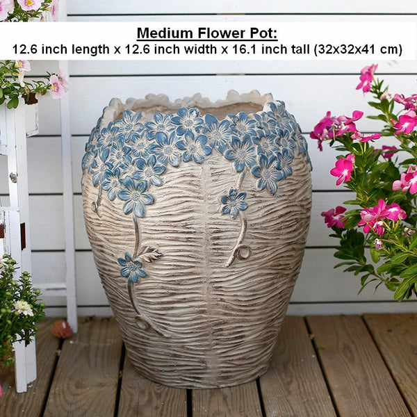 Extra Large Garden Flower Planters, Oversized Garden Flower Pot, Garden Ornaments, Large Resin Gardern Flower Planter, Modern Outdoor Garden Flower Pots-HomePaintingDecor