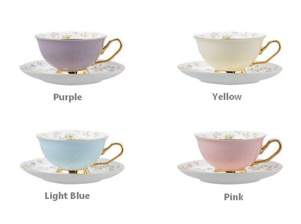 Elegant Ceramic Coffee Cups, Beautiful British Tea Cups, Unique Traditional Afternoon Tea Cup and Saucer in Gift Box, Royal Porcelain Tea Cup Set-HomePaintingDecor