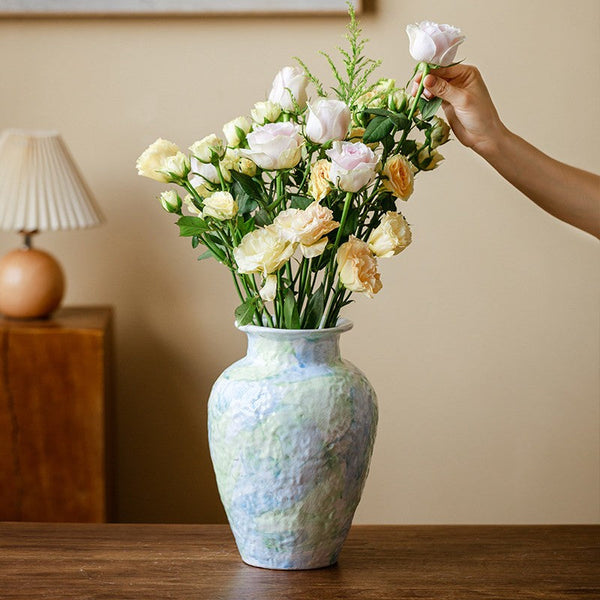 Centerpiece on Dining Table, Modern Porcelain Flower Vases, Handmade Water Holding Flower Vases, Ceramic Bouquet Vases, Flower Vases on Table-HomePaintingDecor