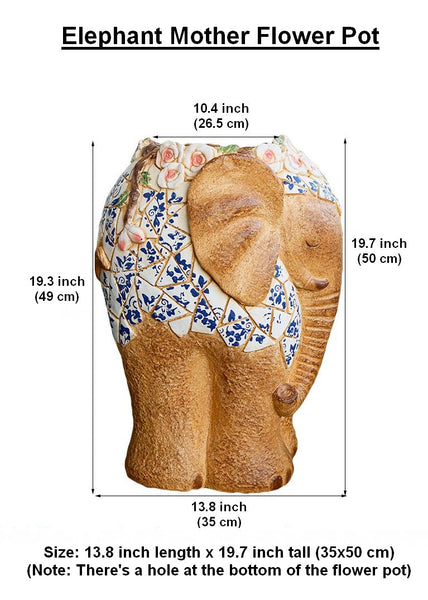 Modern Outdoor Garden Flower Pots, Extra Large Elephant Garden Flowerpots, Oversized Garden Flower Pot, Animal Statue for Garden Ornaments, Large Resin Statue for Garden-HomePaintingDecor