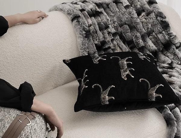 Black Decorative Pillow Covers, Large Modern Sofa Pillow Cases, Cheetah Modern Pillows for Couch, Abstract Decorative Throw Pillows for Living Room-HomePaintingDecor