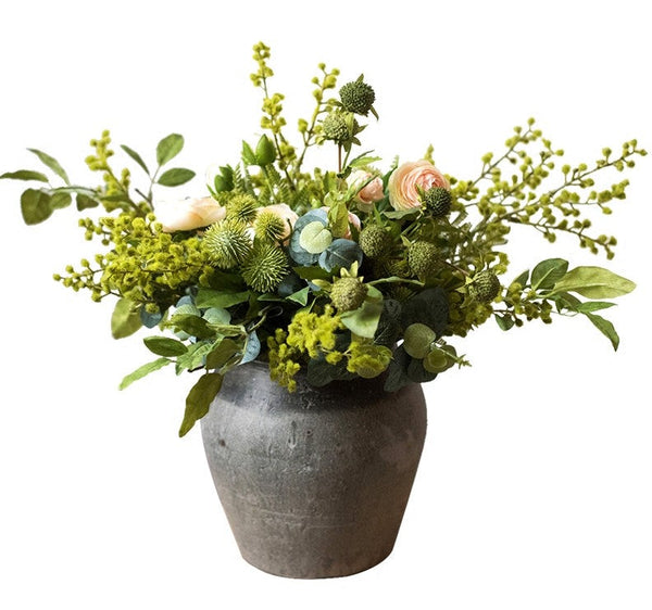 Spring Flower Arrangement for Living Room, Ranunculus Asiaticus, Globe Amaranth, Botany Plants, Beautiful Modern Flower Arrangement Ideas for Home Decoration-HomePaintingDecor