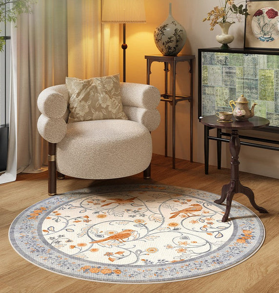Dining Room Contemporary Round Rugs, Bedroom Modern Round Rugs, Modern Rug Ideas for Living Room, Circular Modern Rugs under Chairs-HomePaintingDecor