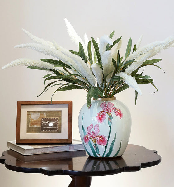Centerpiece Ceramic Bouquet Vases, Handmade Modern Flower Vase, Large Flower Vases on Dining Table, Porcelain Flower Vases-HomePaintingDecor