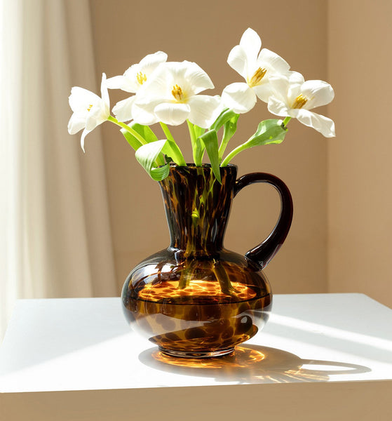 Handmade Modern Vases for Bedroom, Decorative Glass Vase, Mid Century Glass Vases, Centerpiece Contemporary Vases on Table, Modern Glass Vase for Flowers