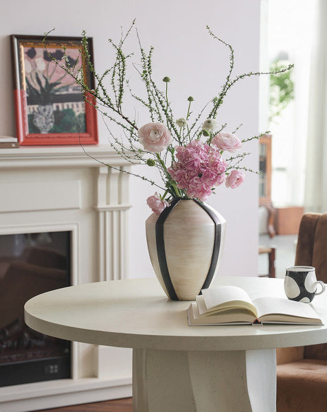 Centerpiece Ceramic Bouquet Vases, Porcelain Vases for Modern Home Decor, Large Contemporary Vases on Dining Table, Handmade Modern Flower Vase-HomePaintingDecor