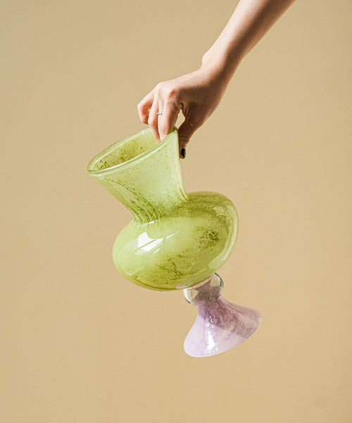 Modern Glass Vase for Flowers, Mid Century Glass Vases, Handmade Modern Vases for Living Room, Unique Decorative Glass Vase, Centerpiece Contemporary Vases on Table-HomePaintingDecor