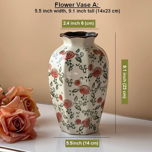 Rustic Porcelain Flower Vases, Handmade Water Holding Flower Vases, Ceramic Bouquet Vases, Tall Flower Vases on Table-HomePaintingDecor