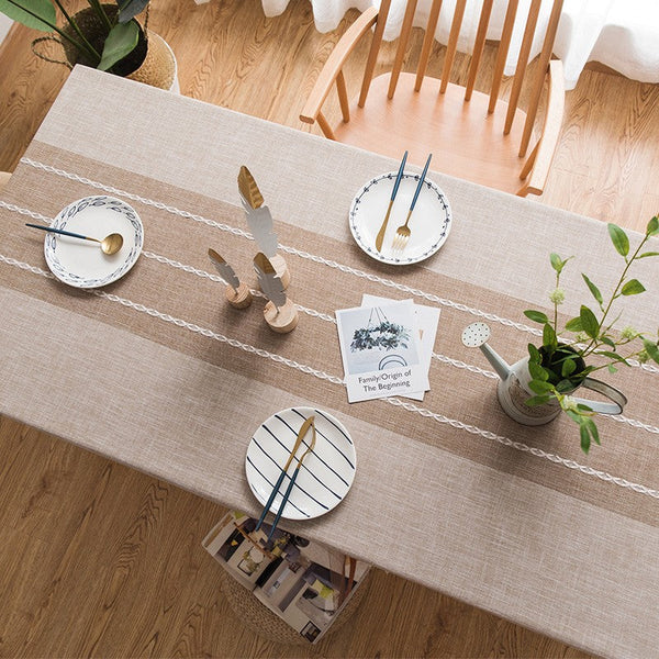 Rectangular Tablecloth for Oval Table, Kitchen Rectangular Table Covers, Modern Table Cloths for Dining Room, Farmhouse Cotton and Linen Tablecloths-HomePaintingDecor