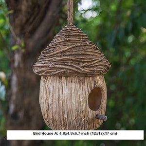 Resin Bird Nest for Garden Ornament, Bird House in the Garden, Lovely Birds House, Outdoor Decoration Ideas, Garden Ideas-HomePaintingDecor