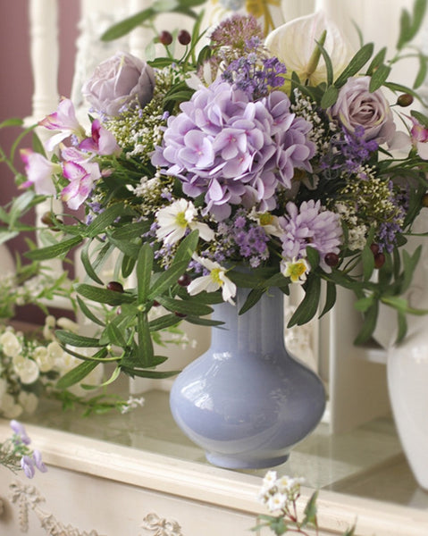 Real Touch Artificial Floral for Living Room, Large Bunch of Purple Romantic Flowers, Beautiful Spring Flower Arrangement for Home Decoration, Table Centerpiece-HomePaintingDecor