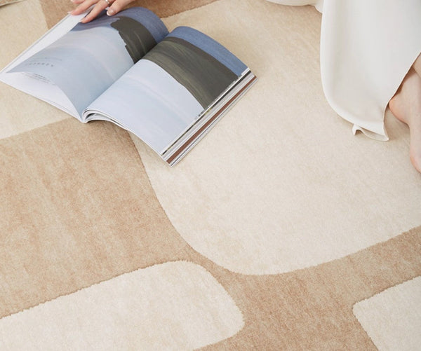 Abstract Modern Rugs for Living Room, Contemporary Modern Rugs Next to Bed, Geometric Modern Rugs under Dining Room Table, Brown Modern Carpets for Office-HomePaintingDecor
