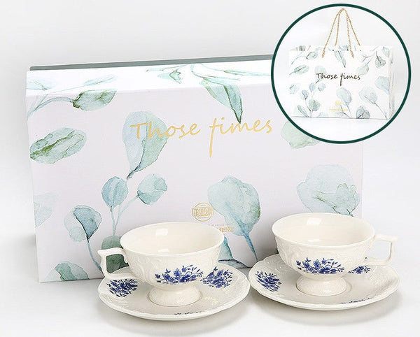 Vintage Tea Cup Set, Modern Ceramic Cup, Porcelain Coffee Saucer, Traditional Ceramic Tea Cup with Saucer, Afternoon Tea Saucer Set, Coffee Gift Box Set-HomePaintingDecor