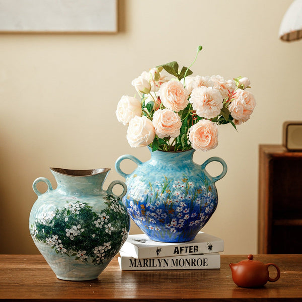 Large Flower Vases on Table, Modern Pottery Flower Vases, Centerpiece on Dining Table, Handmade Water Holding Flower Vases, Pottery Bud Vases-HomePaintingDecor