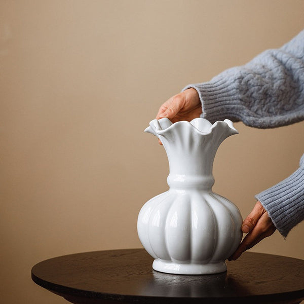 Handmade Water Holding Flower Vase, Ceramic Bud Vases, Small Flower Vases on Table, Rustic Porcelain Flower Vases-HomePaintingDecor