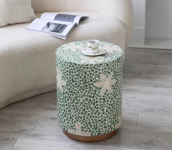 Contemporary Round Side Table, Portable Casual Side Table, Shell Small Sofa Side Table, Unique Small End Table, Creative Coffee Table-HomePaintingDecor