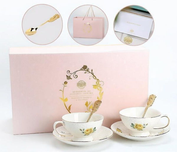 Tea Cup Set, Vintage Tea Cup Set, Modern Ceramic Cups, Ceramic Tea Cup with Saucer, European Tea Cup Set, Porcelain Tea Cups, Floral Tea Cup Set, Classic British Tea Cups, Elegant Tea Cup With Saucer-HomePaintingDecor