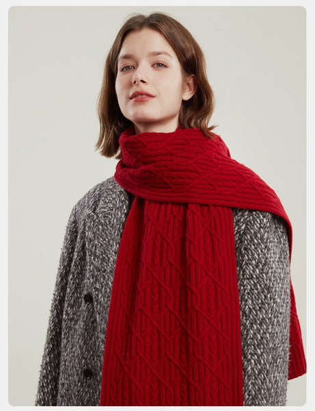Cold Weather Scarf, Casual Scarf for Women, Fashion Designer Scarf, Red Winter Scarf, Modern Wool Scarf for Women, Soft Cashmere Scarf for Women-HomePaintingDecor
