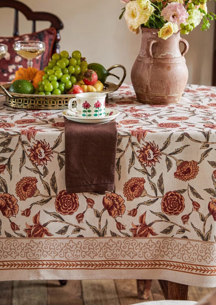 Flower Farmhouse Table Covers, Square Tablecloth for Round Table, Long Rectangular Tablecloth for Dining Room Table, Extra Large Modern Tablecloth for Living Room-HomePaintingDecor