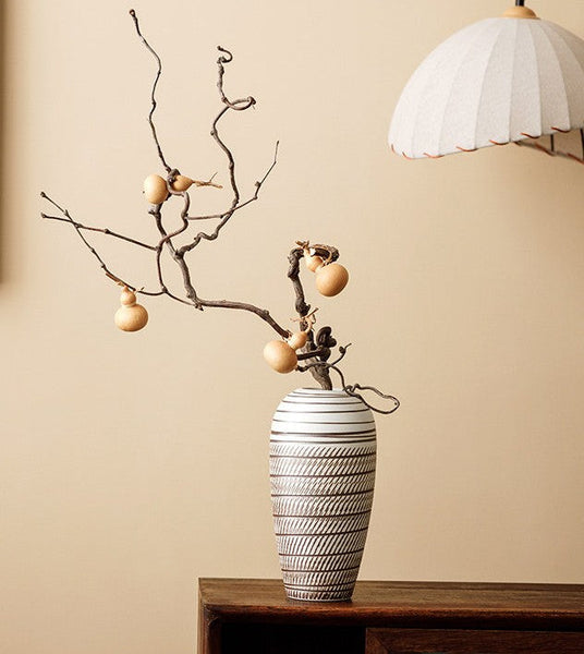 Centerpiece on Dining Table, Large Flower Vase on Table, Modern Bouquet Flower Vases, Handmade Pottery Flower Vases Urn, Water Holding Flower Vases-HomePaintingDecor