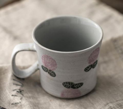 Handmade Pottery Coffee Cup, Rose Ceramic Coffee Mug, Cappuccino Coffee Cup, Tea Cup-HomePaintingDecor