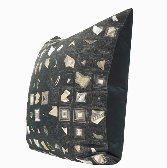 Abstract Black Decorative Throw Pillows, Geometric Contemporary Square Modern Throw Pillows for Couch, Large Simple Throw Pillow for Interior Design-HomePaintingDecor