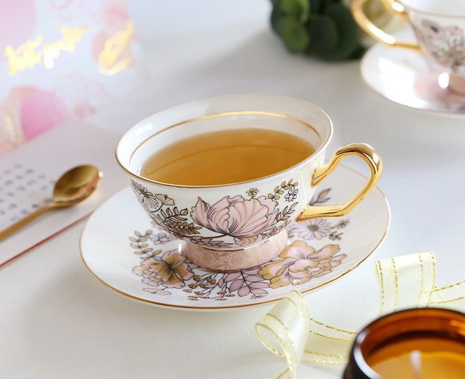Elegant Ceramic Coffee Cups, Afternoon British Tea Cups, Unique Iris F –  HomePaintingDecor